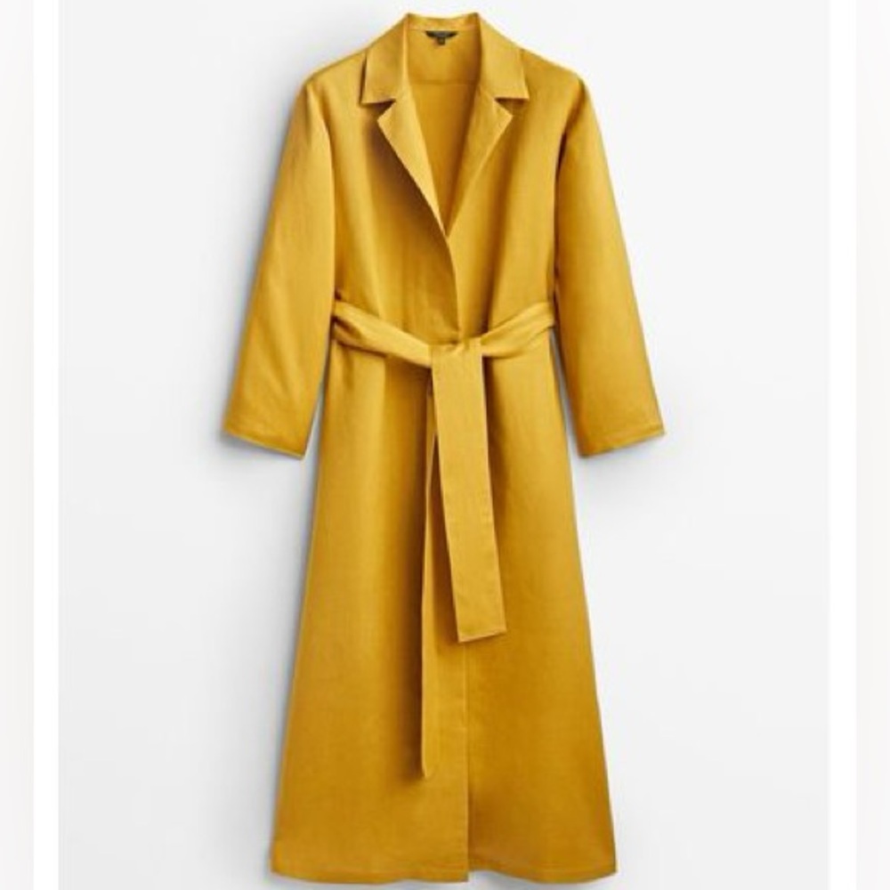 Massimo Dutti Mustard Belted Maxi Coat